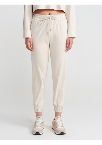 Dilvin 71594 Manşetli Jogger Süet Pantolon Bej