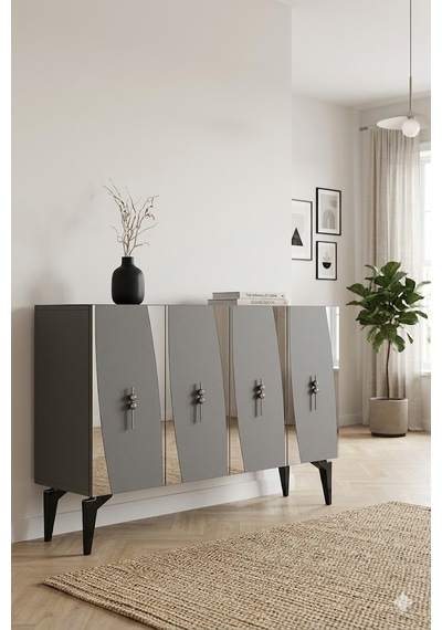 Ka1213as Elips Konsol Ve Tv Sehpası Antrasit-silver 120cm