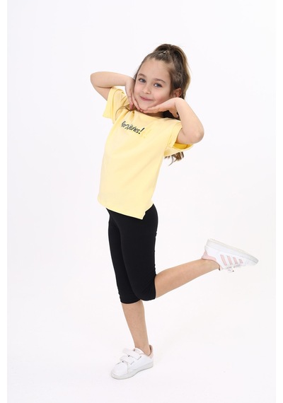 Toontoy Kids Toontoy Kız Çocuk Baskılı Tişört Sarı