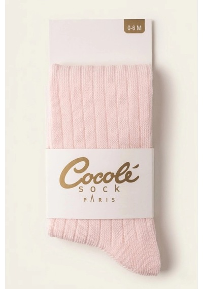 Cocole Socks Kız Bebek Külotlu Çorabı Pamuklu Pembe Derby Çizgili 0-24 Ay