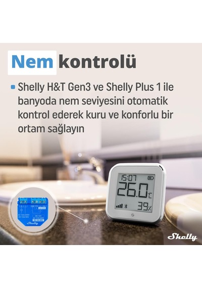 Shelly H&t Gen3 Wifi Sıcaklık Ve Nem Sensörü Beyaz