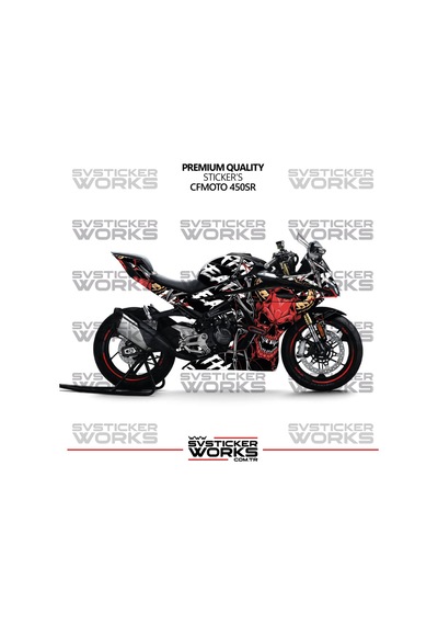 Cfmoto 450sr Kaplama Sticker Death Design Motor Kaplama Modeli Hazır Kit Tüm Modeller Uyumlu Siyah