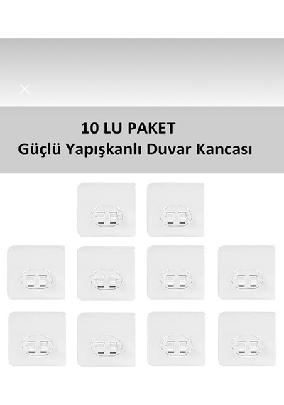 Yedek 10 Adet Yapışkanlı Sticker Kendinden Yapışkanlı Kancalı Yapışkan Banyo Rafı Su Geçirmez Askı Diğer