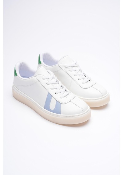 Mubiano Kadın Hakiki Deri Beyaz Mavi Yeşil Spor Ayakkabı Sneakers Casper Beyaz