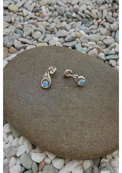 Chavin Topaz Melek Kanadı 0.02 Carat Gümüş Küpe Ey47 Beyaz