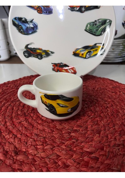 6 Parça Hotwheels Model Çocuk Bebek Yemek Takımı Beslenme Seti Renkli