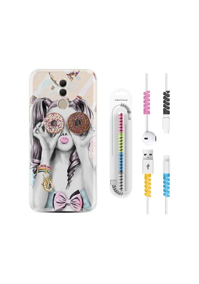 Huawei Mate 20 Lite Kılıf Kablo Koruyuculu Donut Girl 1408