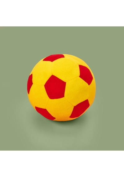 Soft Futbol Topu Figürlü Yastık - Sarı / Kırmızı - 30x30 Cm