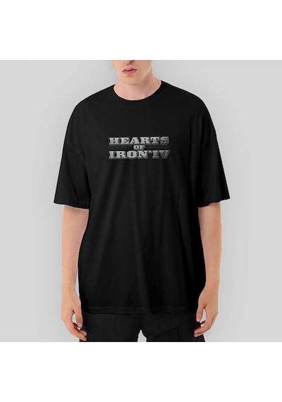 Hearts of Iron IV Silver Logo Oversize Siyah Tişört Siyah