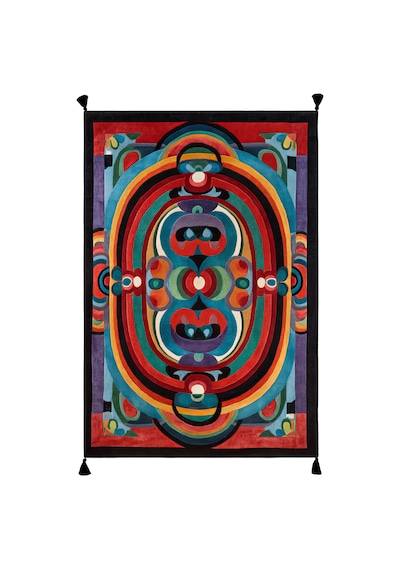 Artevo 09 Renkli Geometrik Püsküllü Soyut Tasarım Halı Modern Salon Halısı Oturma Odası Salon Halısı Renkli B