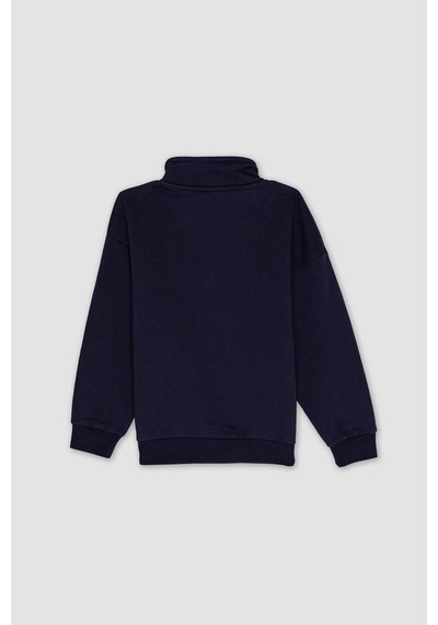 DeFacto Erkek Çocuk Oversize Geniş Kalıp Yarım Fermuarlı Baskılı Kalın Sweatshirt D1910A824WNNV135