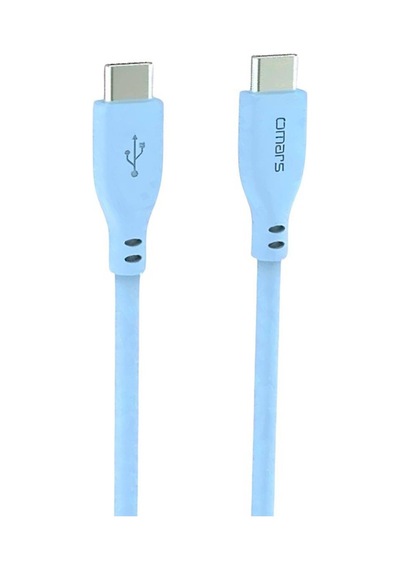 Omars OMCB011B 60W 3A Type-c To Type-c Silikon PD Hızlı Şarj Ve Data Kablosu Mavi 1 M