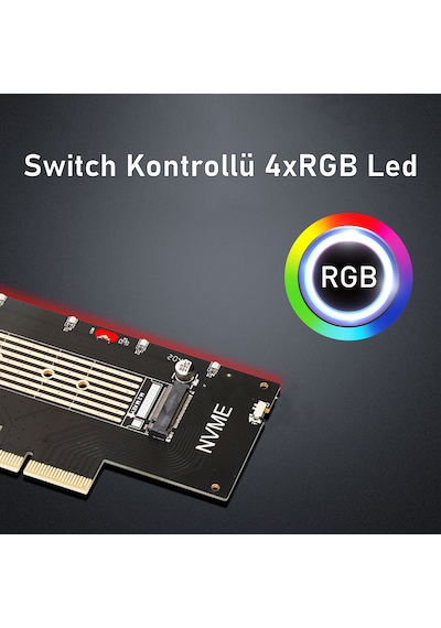 JEYI SK-5 M.2 NVMe (M-Key) to PCIe 3.0 x4 RGB ADAPTÖR