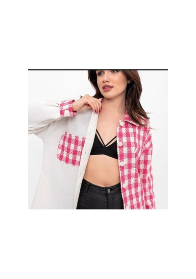 Esb Design Kadın Jakar Dokuma Pembe Ceket