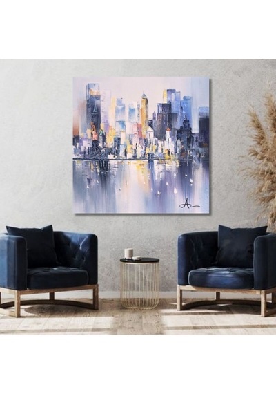 Deniz Modern El Yapımı Yağlı Boya Tablo 106x106cm