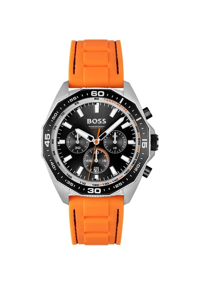 Hugo Boss HB1513970 Silikon Turuncu Siyah Kadran 44 mm Erkek Kol Saati