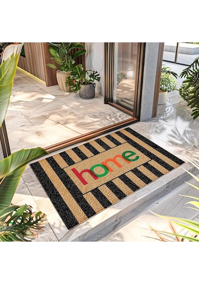 Decovetro Kapı Önü Halı Paspas Renkli Çizgili Home Desenli 40 X 60 Cm Diğer