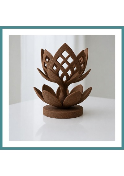 Trendexa 3d Baskı Lotus Çiçeği Mumluk - Dekoratif Tealight Mumluk-kahverengi Mac