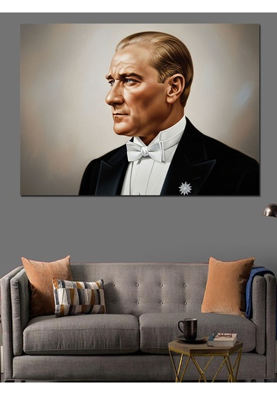 Atatürk Yan Profil Portresi Dekoratif Kanvas - Mdf Ahşap Tablo