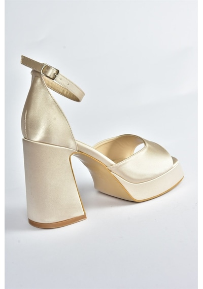 Fox Shoes Ten Saten Kumaş Kalın Platform Topuklu Kadın Ayakkabı M (546768652)