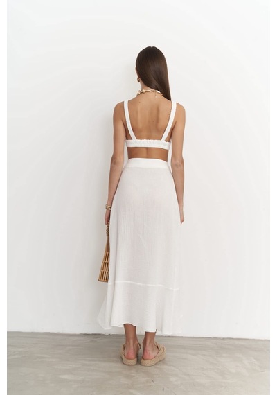 Mai Collection Mai Studios Co. Adelina Beyaz Müslin Crop-etek Takım Beyaz