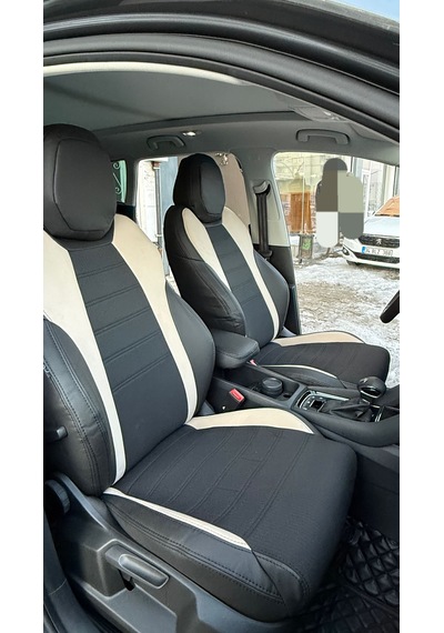 Skoda Karoq Uyumlu Araca Özel Deri Oto Koltuk Kılıfı 158537 Siyah