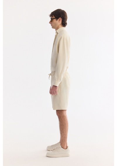 Avva Erkek Ekru Beli Lastikli Nefes Alan Modal Karışımlı Soft Touch Relaxed Fit Şort A61y3703