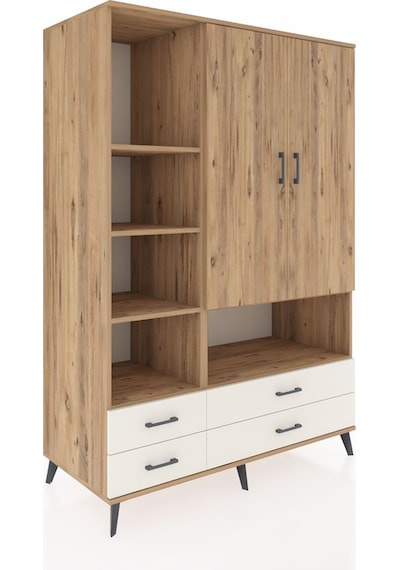 Kronos Dolap 8 Raflı 4 Çekmeceli 2 Kapaklı 132x59x195 Çam-çam... Çam
