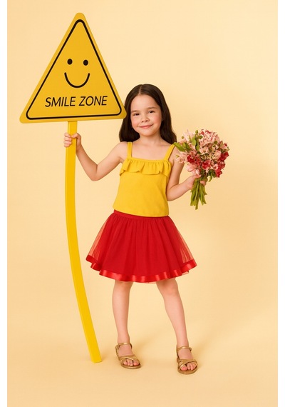 Esila Kids Kız Çocuk Etek Misineli Şık Etek Kırmızı