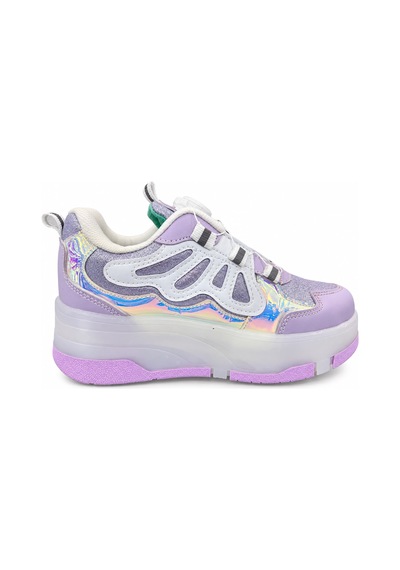 Papucumun Dünyası Kız Çocuk Işıklı Patenli Mekanizma Bağcıklı Sneaker Lila