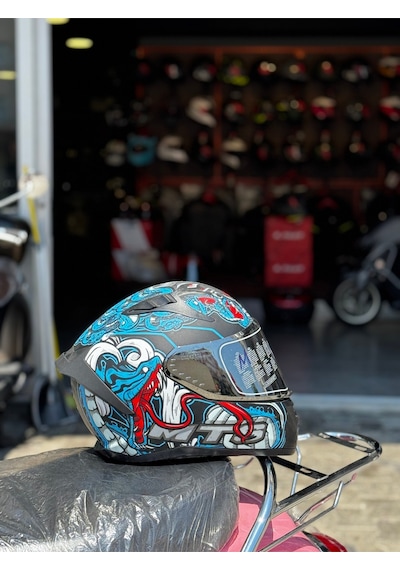 Mts Fullface Kask Ece2206 Sertifikalı Güneş Vizörlü Mavi
