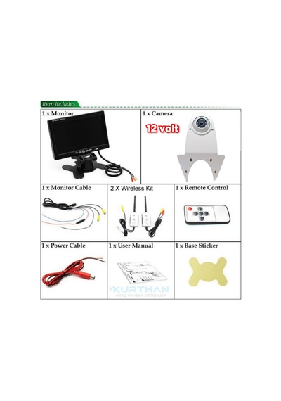 7'' Monitör Wifi Aktarıcı Kit Beyaz Tepe Kamera Set 12 V Kayıtsız