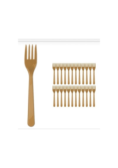 Plastik Çatal 25 Adet Gold Sarı Tüm Yaşlar