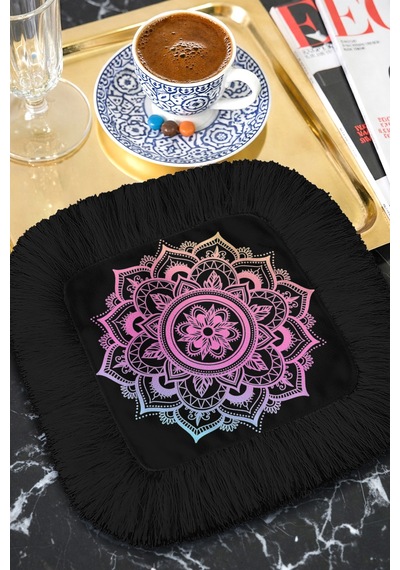 Mandala Işıltılı Saçaklı Kahve Yanı Sunumluk Peçete - Renk Geçişli Bohem Siyah Bardak Altlığı Mendil Sedefli Altın Sarısı Mandala Işıltılı Saçaklı Kahve Yanı Sunumluk Peçete - Renk Geçişli Bohem Siyah Bardak Altlığı Mendil Sedefli Altın Sarısı