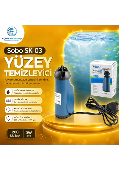 Sobo Yüzey Temizleyici İç Filtre - Yüzey Temizleyici - Yüzey Yağlanma Önleyici - 200 Lt/saat - Aktif Temizlik - 3w - Sk-03
