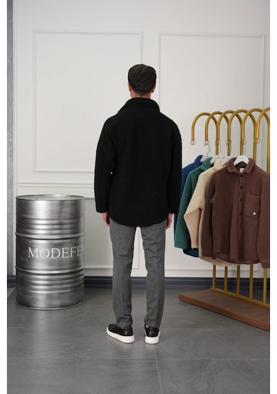 Modefendi Oversize Peluş Mont Siyah