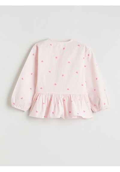 Lc Waikiki Pembe Baskılı Poplin Kız Çocuk Gömlek Ve Süveter