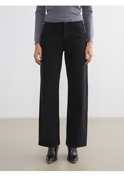 Lcw Jeans Siyah Wideleg Kadın Jean Pantolon