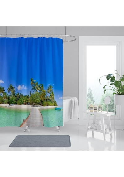 Banyo Perdesi 1x180x200 Tek Kanat Duş Perdesi Halka Hediyeli Duşakabin Perdesi Happiness Çok Renkli