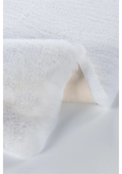 Apex Palma Beyaz Peluş Post Şekilli Halı Beyaz