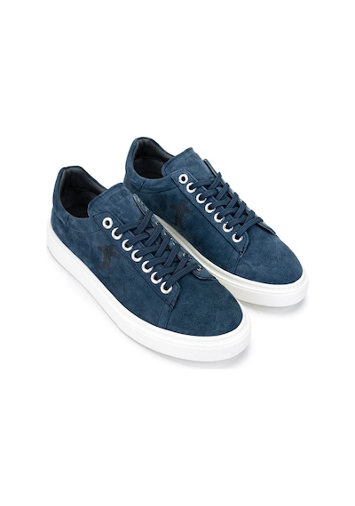 Tamer Tanca Erkek Hakiki Deri Mavi Sneakers & Spor Ayakkabı 04 4502-42 Erk Ayk Y25 Kot Mavı Suet Mavi
