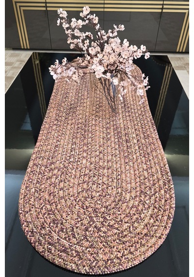 Tres İpli Kalın Yapıda 35x100 Cm Runner Şık Masa Orta Sehpa Üstü Dekoratif Sofra Aksesuarı Toprak