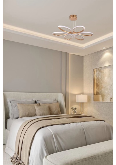 Modern Eskitme Papatya Tek Renk Beyaz&sarı&günışığı Led Avize Gold