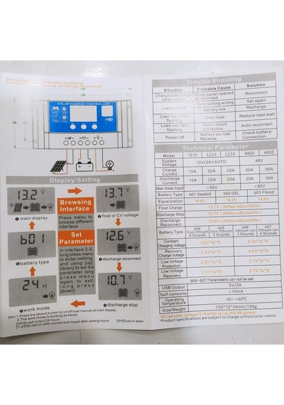 Mexxsun 10 Amper 12 / 24 V Volt Şarj Kontrol Cihazı Regülatörü