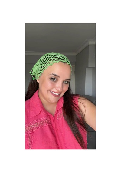 El Örgüsü Yeşil Saç Filesi - Bohem Stil Bandana Yeşil