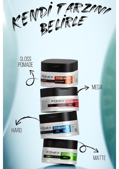 Fonex Styling Hair Wax Mega Sert Parlak Kırmızı Parfüm Kokulu 150 Ml