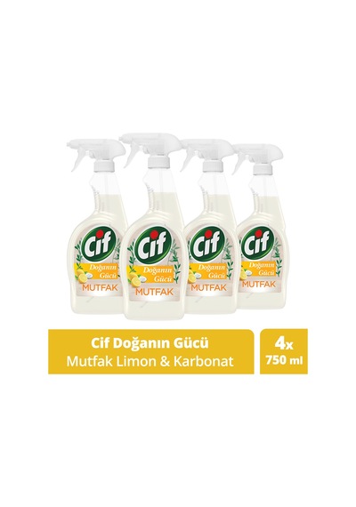Cif Sprey Temizleyici Doğanın Gücü Mutfak Limon & Karbonat 4 x 750 ML