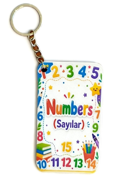 Renklidünyalar 3 Adet Anahtarlık. Numbers Sayılar , 1'den 20'ye Sayılar İngilizcesi Ve Türkçesi Laminasyonlu Karton 01