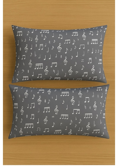 Lionas Desenli Pamuklu Yastık Kılıfı 2 Adet 50 X 70cm Gri