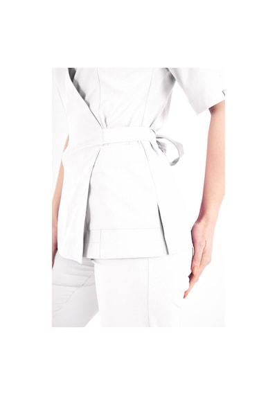 Beyaz Elegant Model Cerrahi Üniforma Belden Bağlamalı Scrubs Takım Beyaz